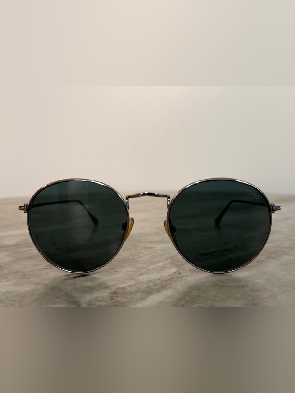 Tom Ford Ryan-02 TF649 14N Silver Round Metal Unisex Sunglasses 50mm Blue Lenses